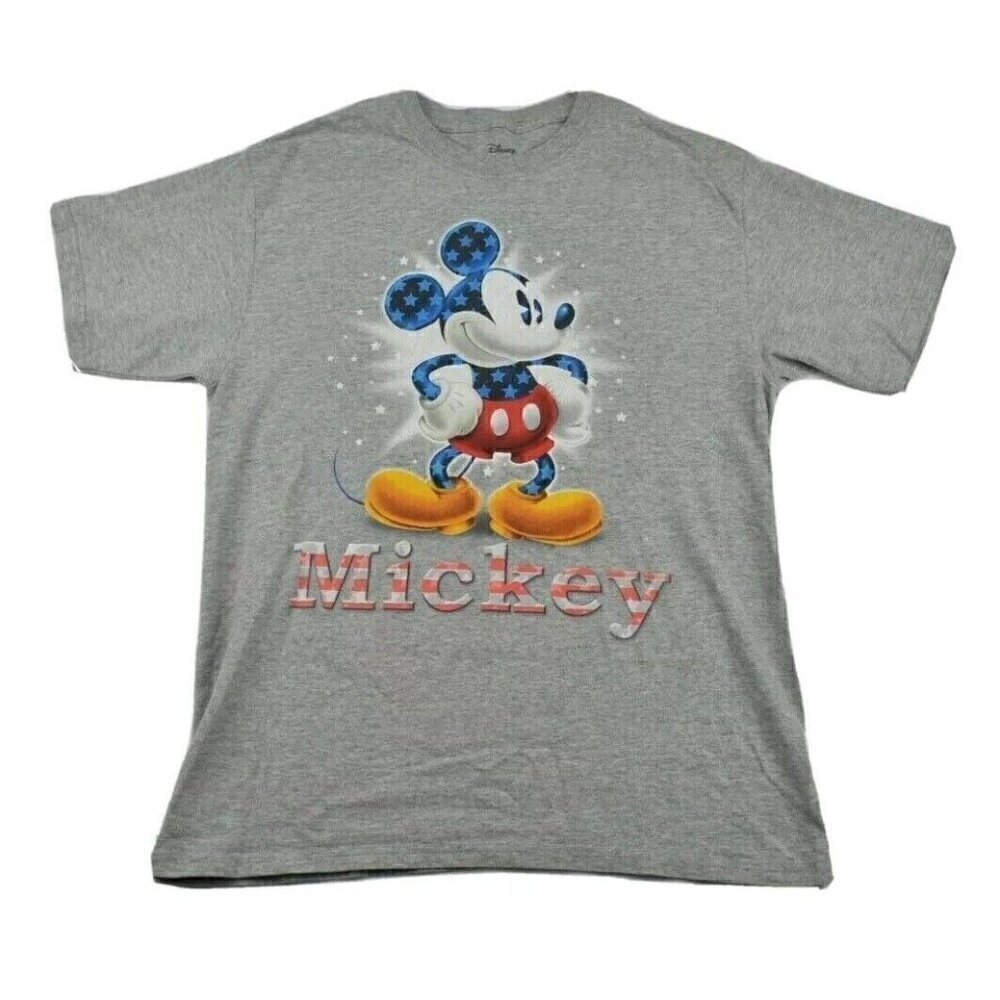 Mickey Mouse T Shirt M USA Disney American Stars Grey Red White Blue